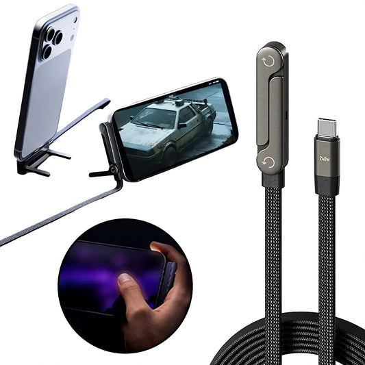 2-in-1 charging cable stand holding a phone upright