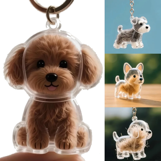 Pet fur keepsake keychain memorial pendant