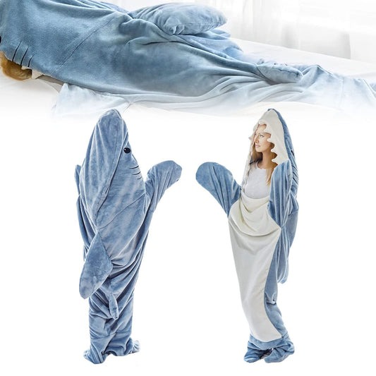 Adult wearable plush shark sleeping blanket