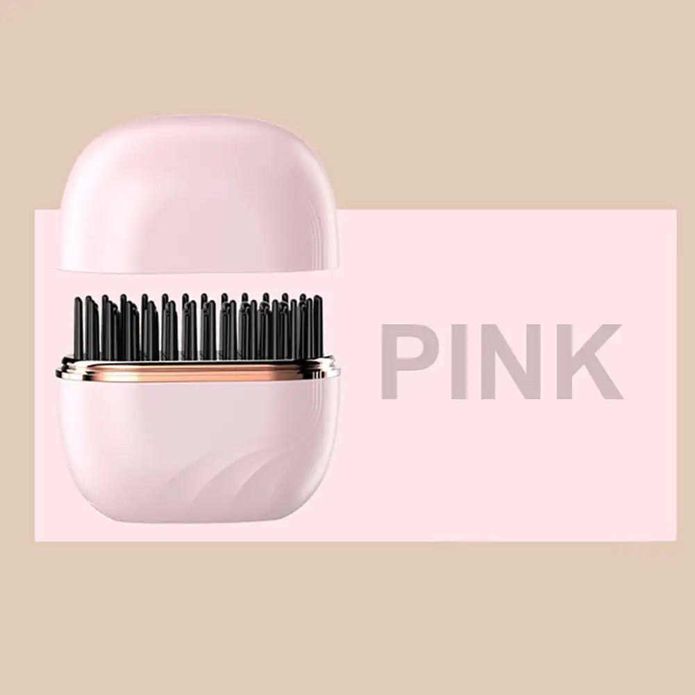 Black and pink cordless straightener brushes side by side