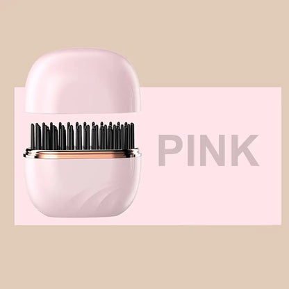Black and pink cordless straightener brushes side by side