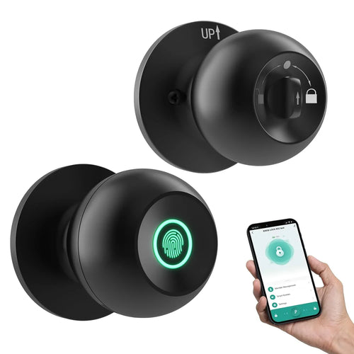 Smart door knob with fingerprint and keypad entry