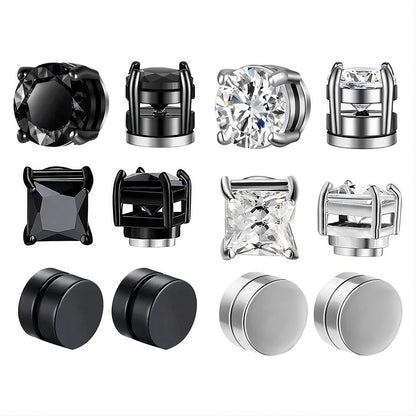 Magnetic clip-on zircon stud earrings, no piercing required