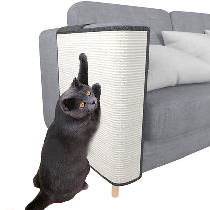 Clear cat scratch protector fitted to a sofa arm