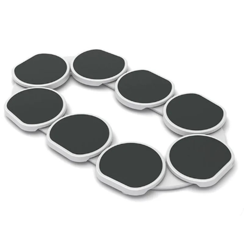 Expandable eight tray rotating table server set up on a dining table