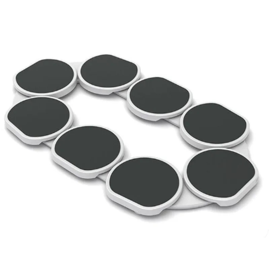Expandable eight tray rotating table server set up on a dining table