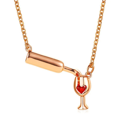 Wine bottle pendant necklace on a fine chain