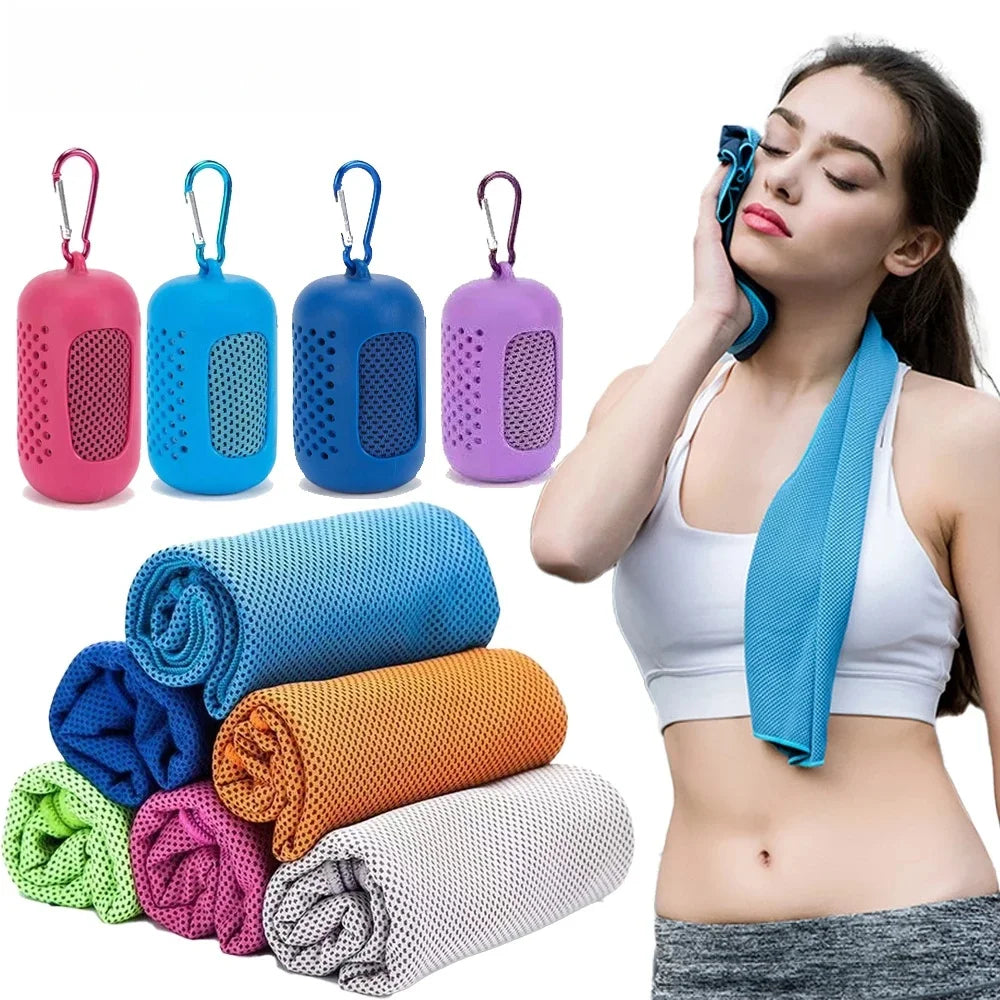Quick-dry sports cooling towel with carry tube