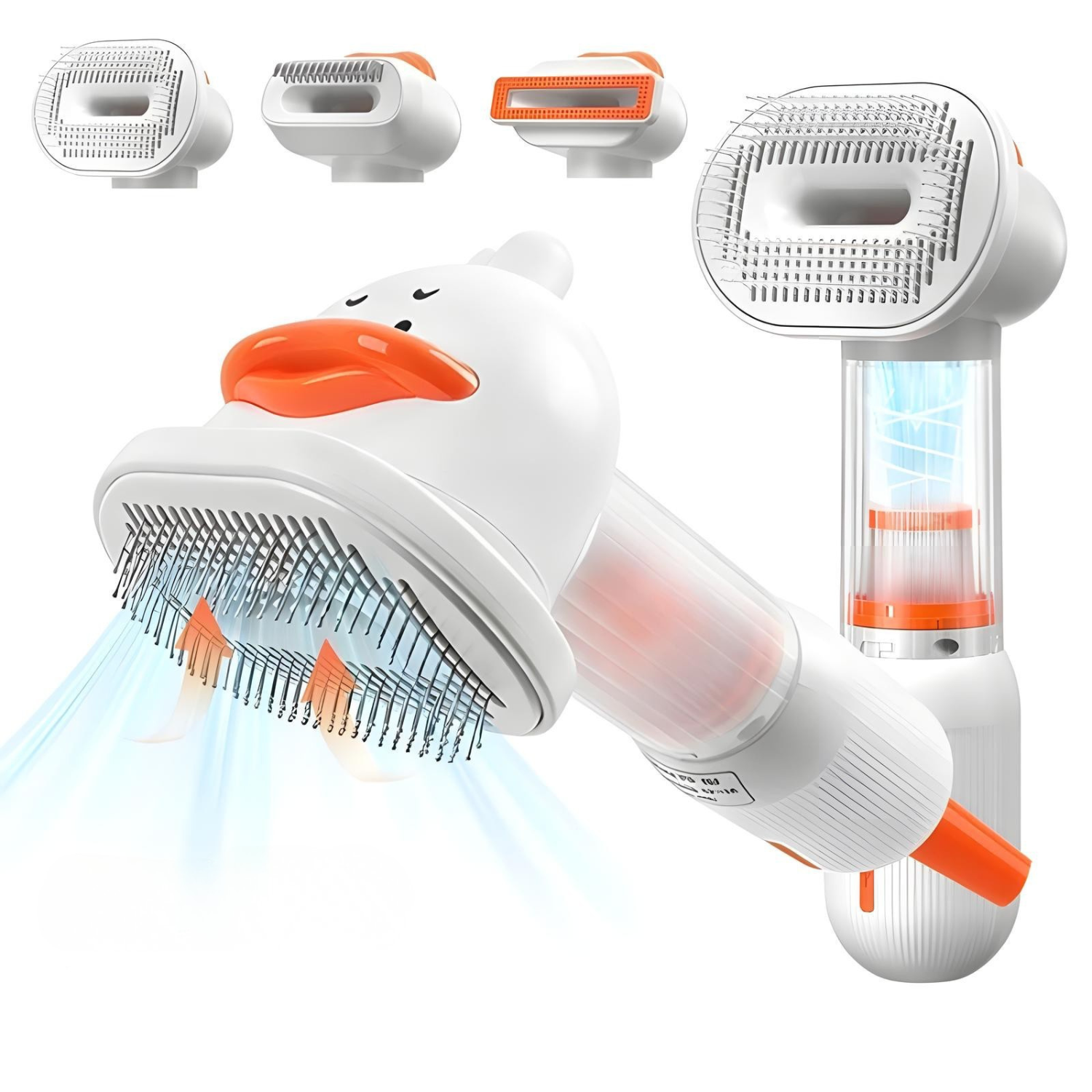 4-in-1 electric pet hair removal brush with duck-shaped head