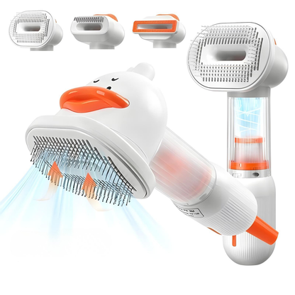 4-in-1 electric pet hair removal brush with duck-shaped head