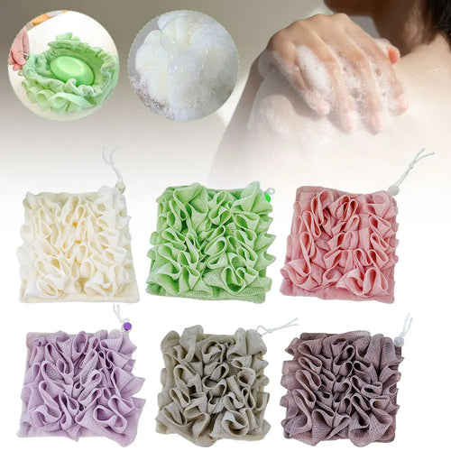 2-in-1 bath ball loofah with mesh and scrub sides
