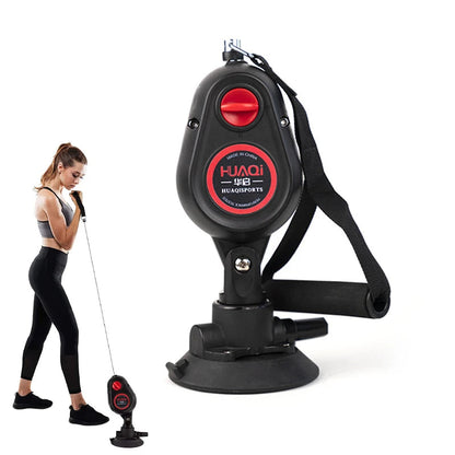 Resistance pull down rope trainer anchored by suction cups