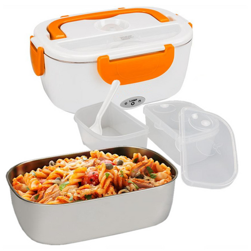 Electric heated lunch box with removable food trays