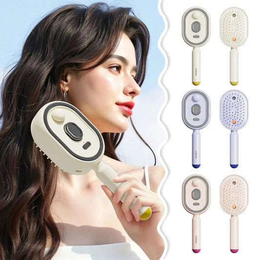 Electric massage comb with refillable hair spray reservoir