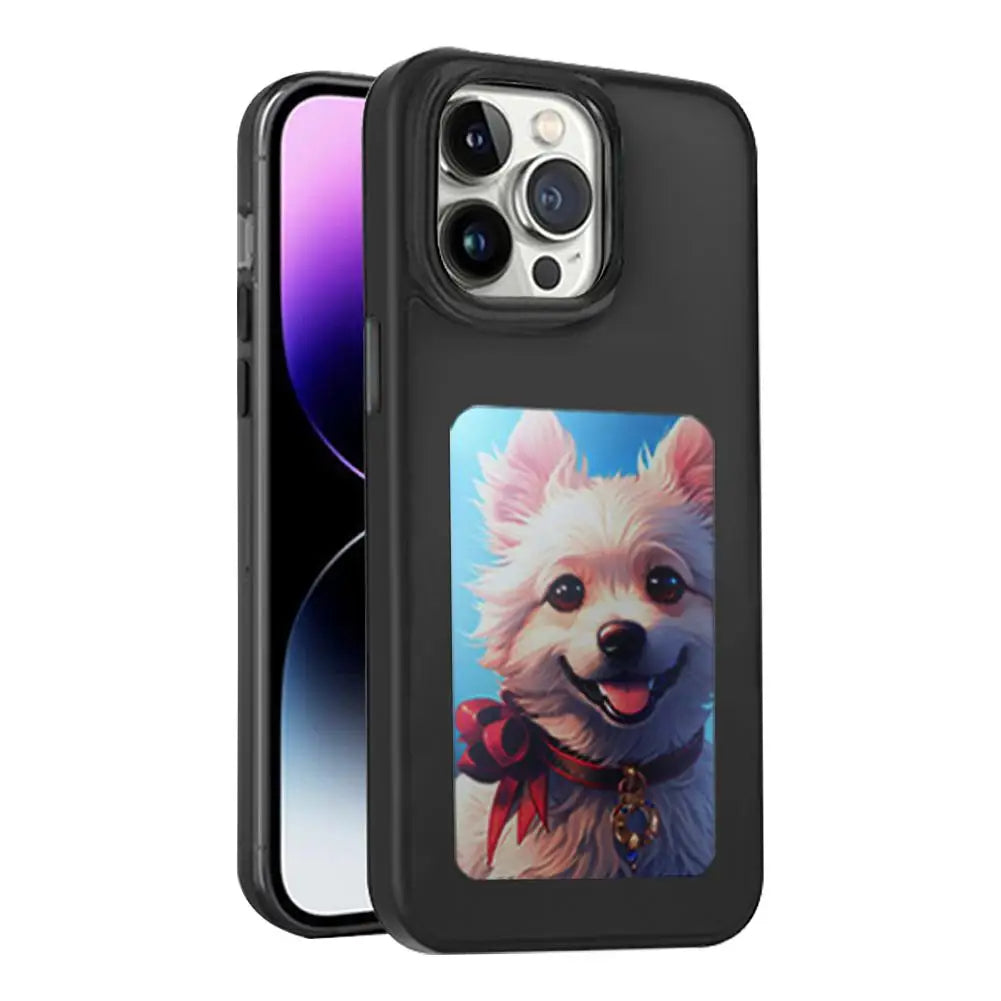 E-ink phone case displaying custom artwork