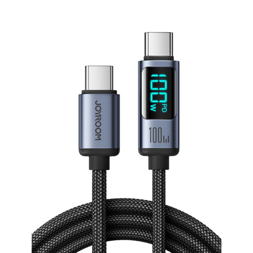 Braided USB charging cable with power wattage display