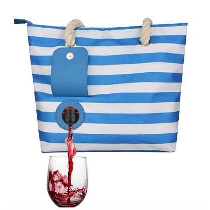 Insulated cooler tote bag with built-in drink dispenser tap