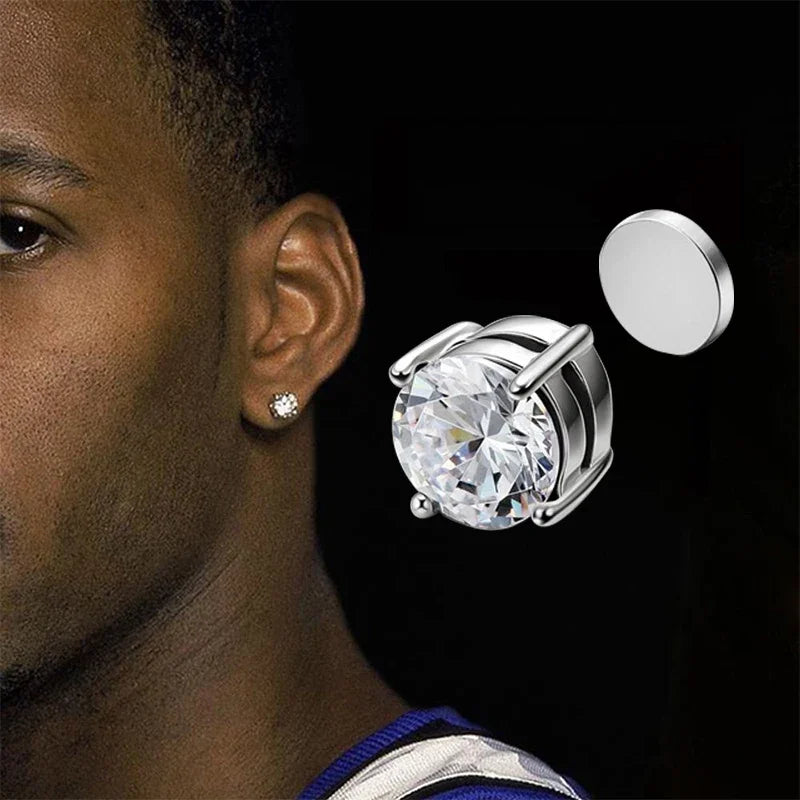 Magnetic clip-on zircon stud earring shown close up