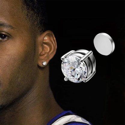 Magnetic clip-on zircon stud earring shown close up