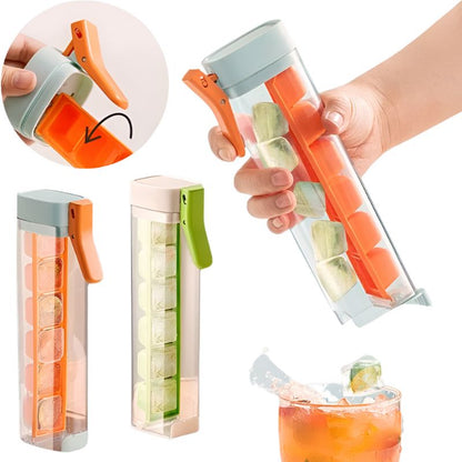Ice cube tray releasing six cubes at once