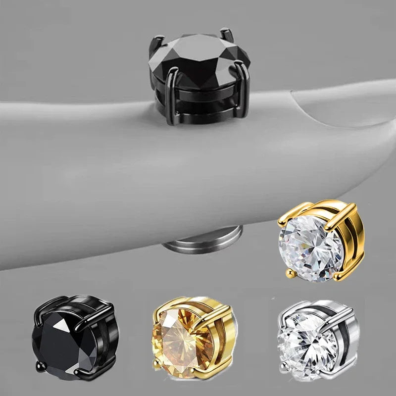 Zircon crystal centre of the magnetic clip-on earring