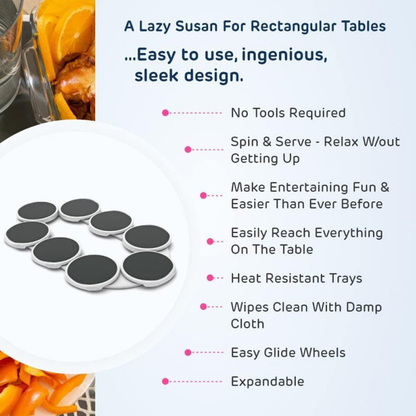Table server trays loaded with snacks and sauces