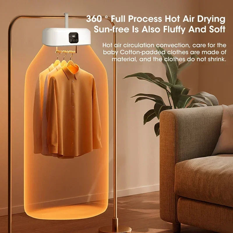 Warm air unit at the base of the portable dryer