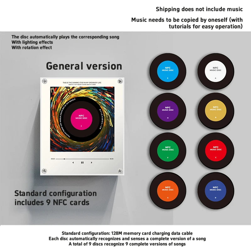 NFC music player magnet shown at hand size