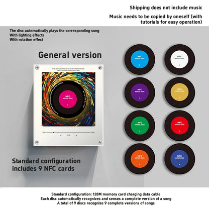 NFC music player magnet shown at hand size