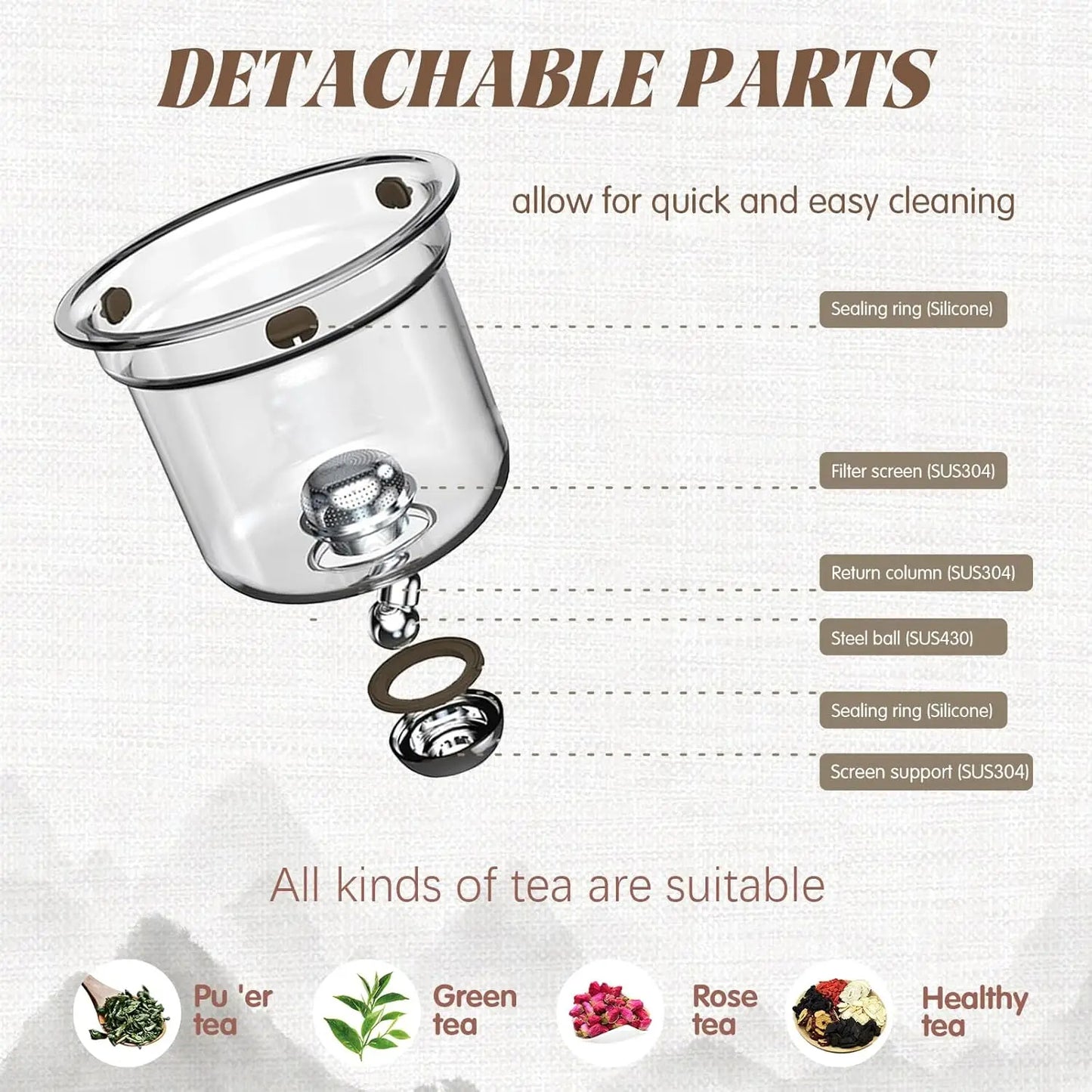 Glass teapot with wooden handle in its gift packaging