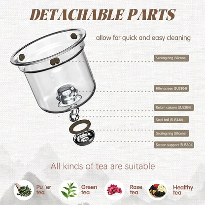 Glass teapot with wooden handle in its gift packaging
