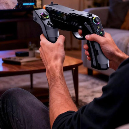 Mobile gun controller shown from the side