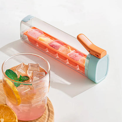 Filling the ice cube maker tray with water