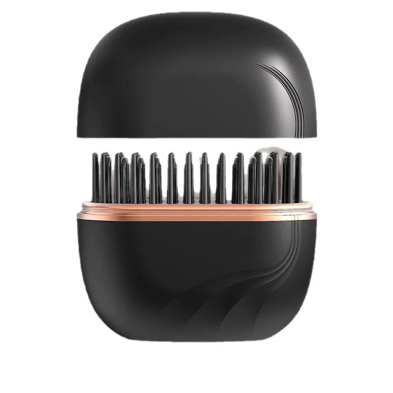 Straightener brush packed in a handbag for travel