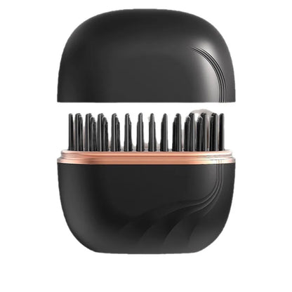 Straightener brush packed in a handbag for travel