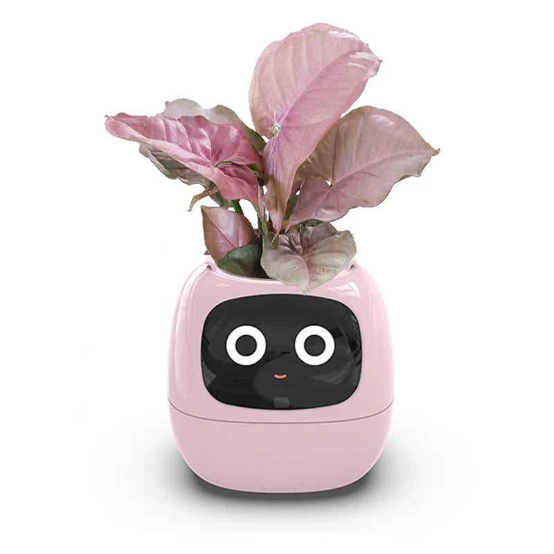 Smart flower pot shown in white
